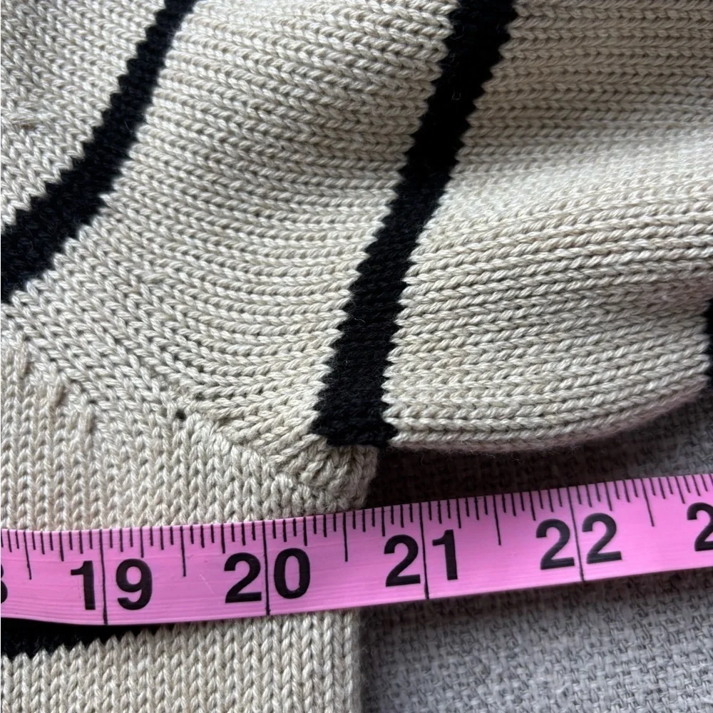 Banana Republic Essential Short Cardigan Black Beige Striped Wool Silk Blend S